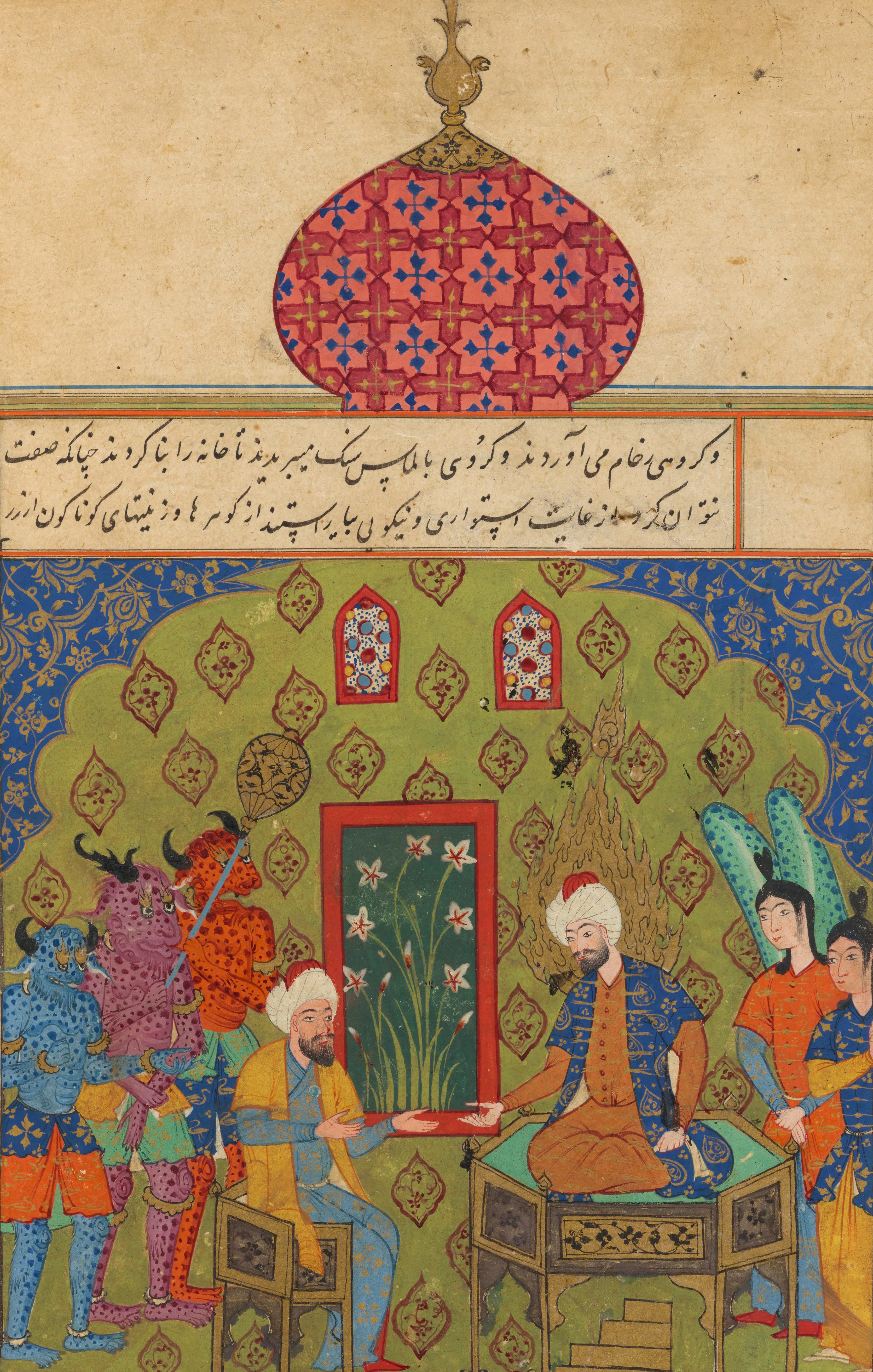 Sulayman plans the Temple with jinn — Persian MS Spencer Coll. 46 fol 127v