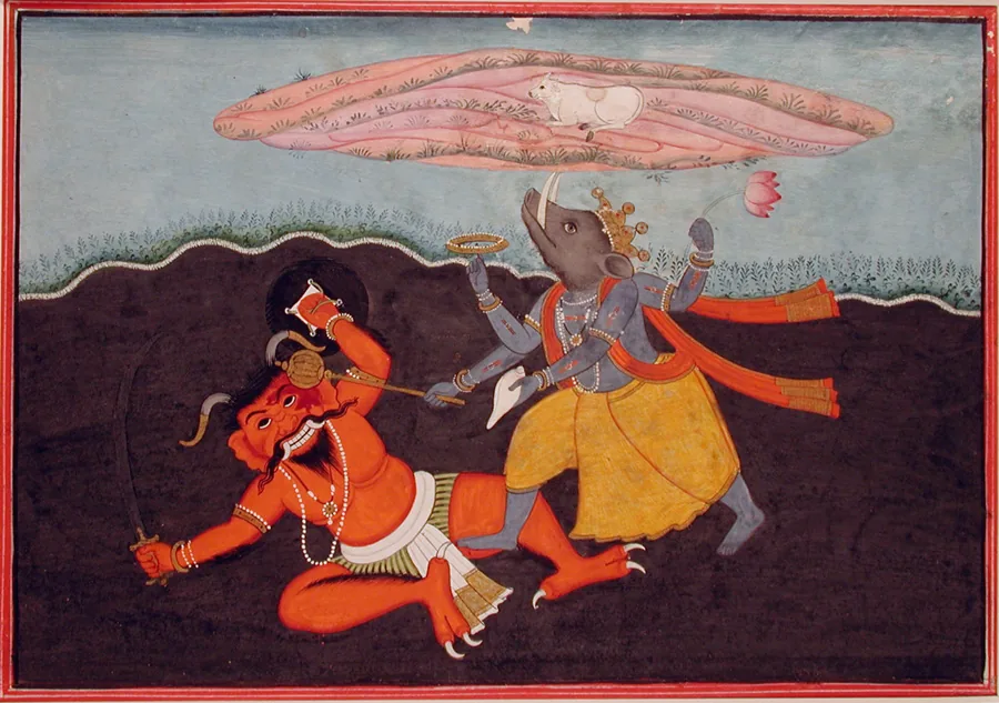 Varaha killing Hiranyaksha