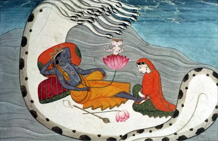 Vishnu and Lakshmi on Shesha Naga, c. 1870