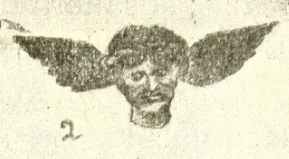 Chonchoñ — ilustrasi kepala-terbang dengan telinga-sebagai-sayap, dari Tomás Guevara, "Psicolojía del pueblo araucano", Santiago: Impr. Cervantes, 1908, hlm. 323 fig. 42.2