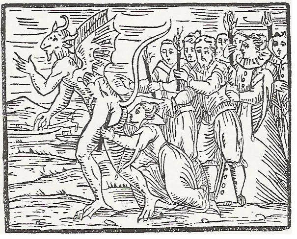 Ukiran dari "Compendium Maleficarum" Francesco Maria Guazzo (1608) — tonggak literatur demonologi