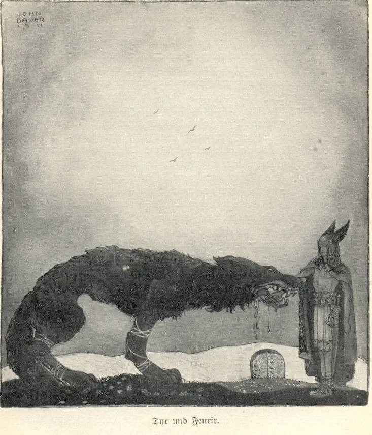 Tyr and Fenrir — John Bauer, c. 1911